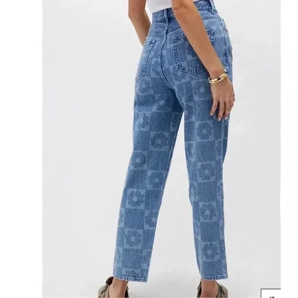 Pacsun Eco Flower Printed High Rise Straight Semi Wide Leg Jeans - Picture 2 of 8